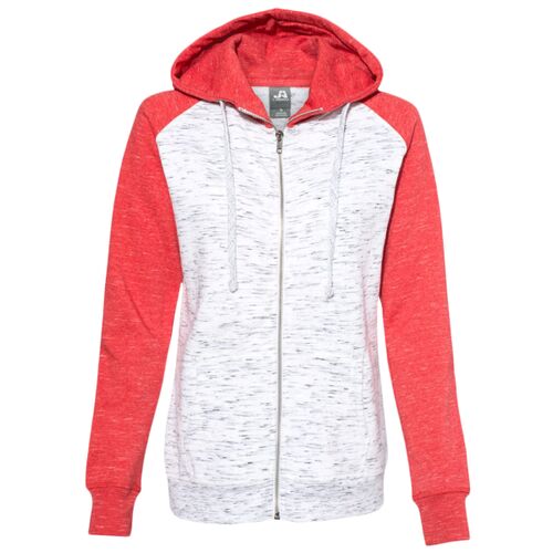 Ladies' Mélange Fleece Two-Tone Full-Zip Hooded Sweatshirt Thumbnail