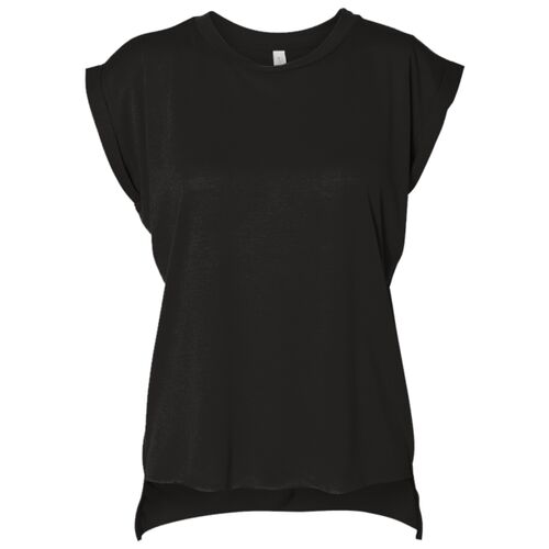 Ladies' Flowy Muscle T-Shirt with Rolled Cuff Thumbnail