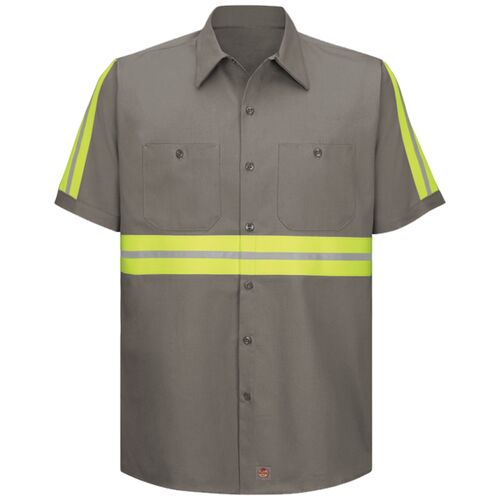Men's Tall Enhanced Visibility Short Sleeve Cotton Work Shirt Thumbnail