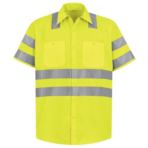 Men's Tall High Visibility Safety Short Sleeve Work Shirt Thumbnail