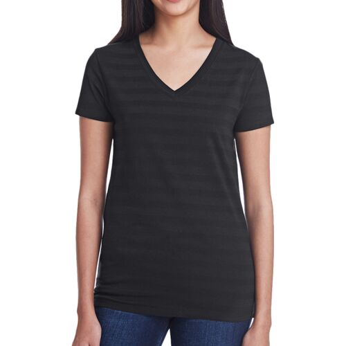 Ladies' Invisible Stripe V-Neck T-Shirt Thumbnail
