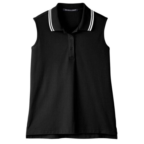 CrownLux Performance® Ladies' Plaited Tipped Sleeveless Polo Thumbnail