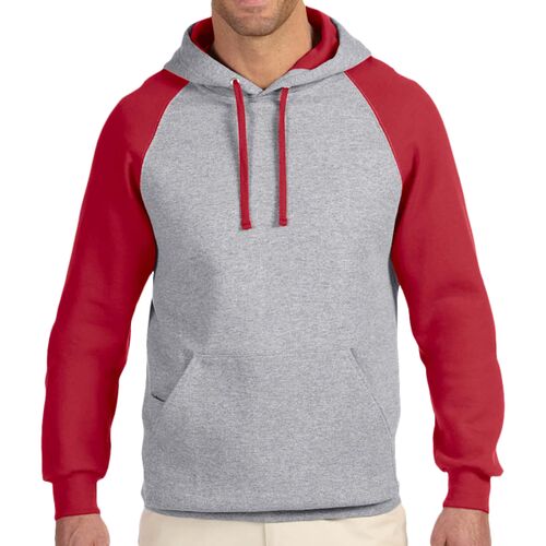 Adult NuBlend® Colorblock Raglan Pullover Hooded Sweatshirt Thumbnail
