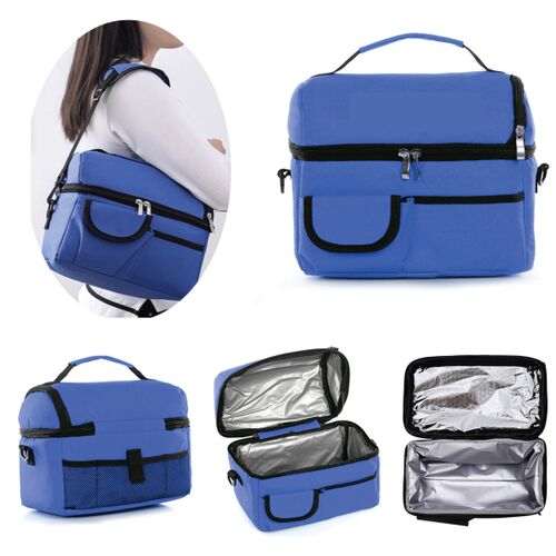 Portable Insulated Cooler Lunch Bag with Side Pocket Thumbnail
