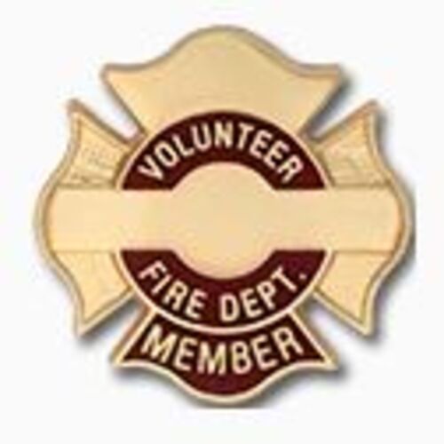 Copy of Volunteer Fire Dept. Maltese Cross Member Pin with engravable center panel and years of service on top Thumbnail