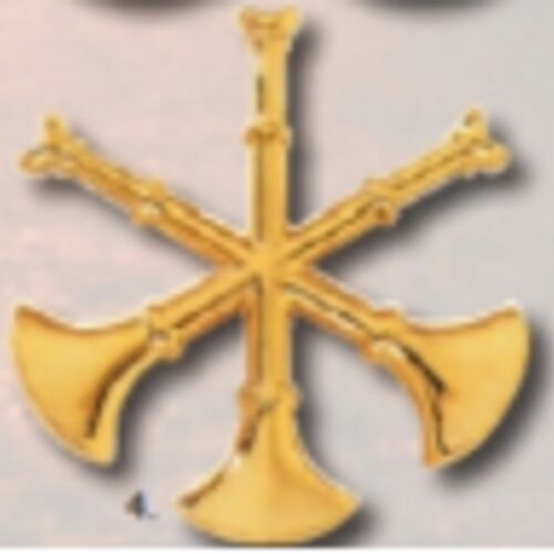 1 3/4" Epaulette Pin - 3 Cross Bugle Gold Clutch Back  Thumbnail