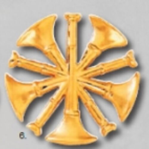 FIRE DEPARTMENT EPAULETTE PIN 1 3/4" CUT OUT - 5 BUGLES Clutch Back Thumbnail