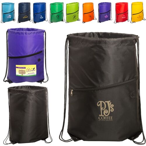INCLINE DRAWSTRING BACKPACK WITH ZIPPER Thumbnail